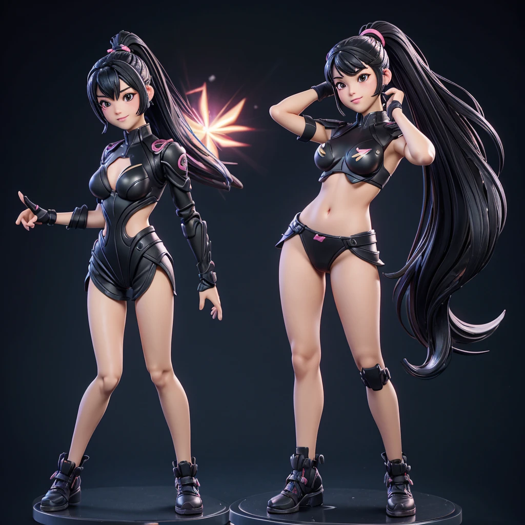 Black hair, Short ponytail, Full Body 3D Artwork! ! action figure girl, Very good figure, pop mart toys, (Naked )blind box toys, mockup, Full body, animesque, simple backround, 3D Artwork, OC rendering, high detailing, Bright, Studio Lighting :1, blush stickers, Shy, blush, tornwing, embarrassed, toppless, tits out, Cute nipples, C4D, blender, Best Quality, ultra-detailliert, Super beautiful