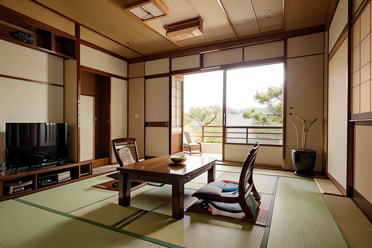 Japanese style living room with detailed interior decoration drawings