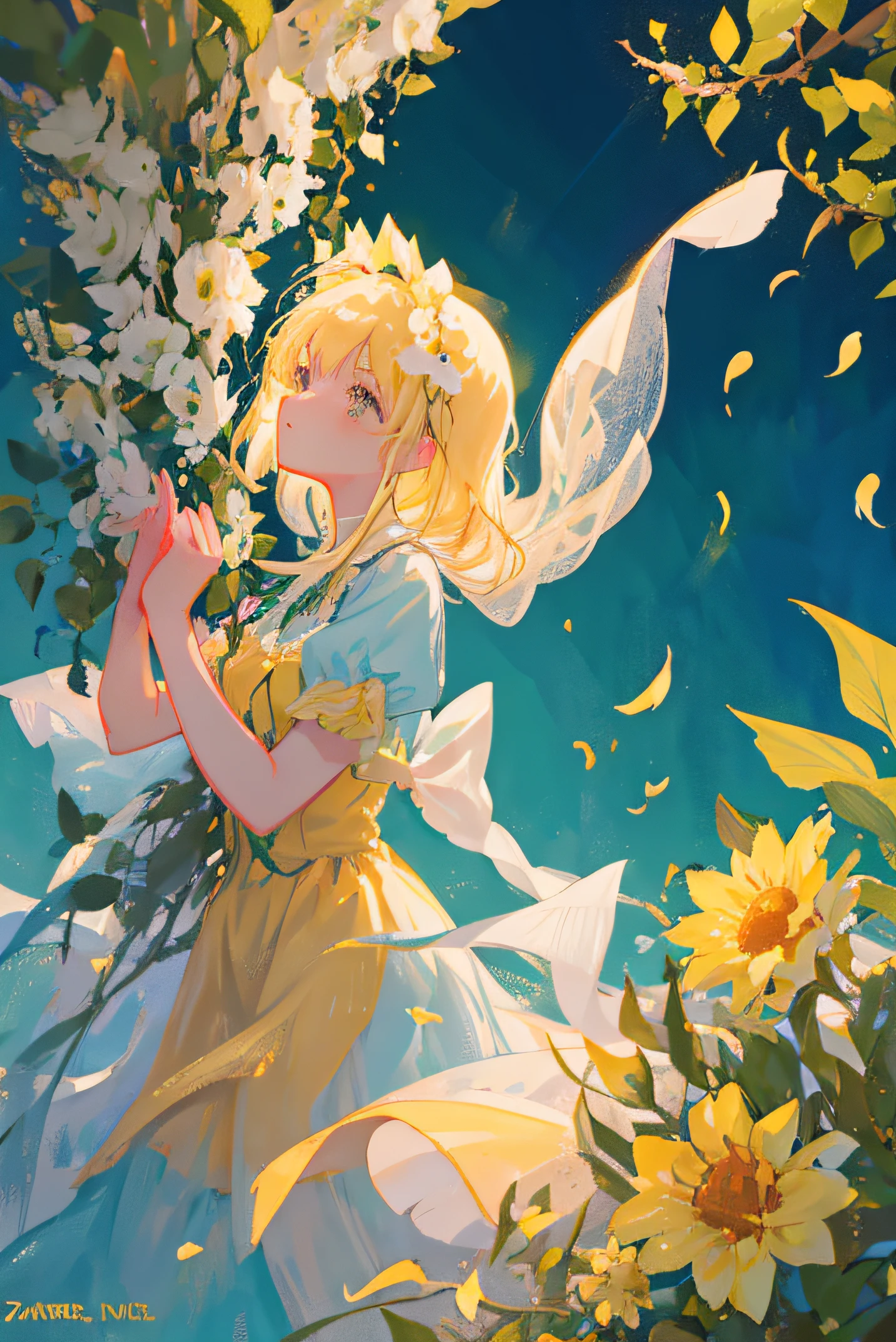 girl in a garden,full of flowers,beautiful cherry tree in the background,refreshing wallpaper for phone,high-res image,colorful bouquet,soft natural lighting,serene atmosphere,springtime vibes,evoking joy and tranquility,magical garden scene,ethereal ambiance,bursting with life,vibrant and lush foliage,nature's symphony of colors and scents,endless field of blooming flowers,sun-kissed petals and delicate stems,pastel color palette,golden hour sunlight casting a warm glow,dewdrops glistening on petals,whispering breeze rustling through the leaves,fairy-like atmosphere,charming and whimsical,bee buzzing from flower to flower,delicate butterflies flitting about,peaceful sanctuary amidst nature's beauty,unmatched tranquility and serenity,harmony and balance between girl and garden,wonder and enchantment surrounding the scene,unforgettable and captivating moment frozen in time,celebration of the beauty of nature and its delicate wonders.