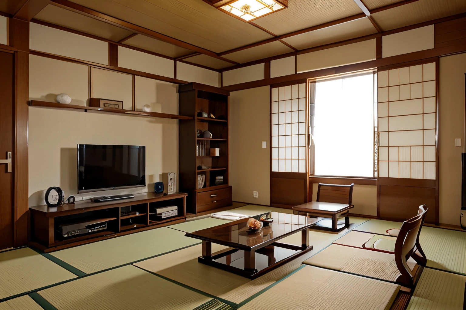 Japanese style living room with detailed interior decoration drawings