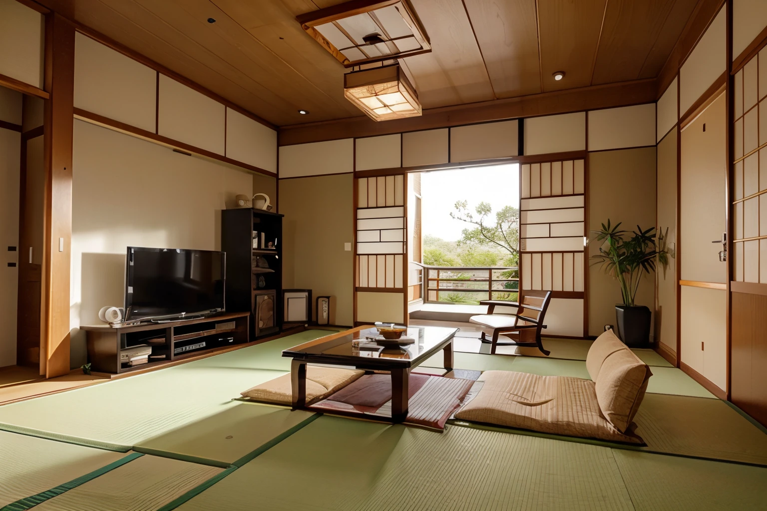 Japanese style living room with detailed interior decoration drawings