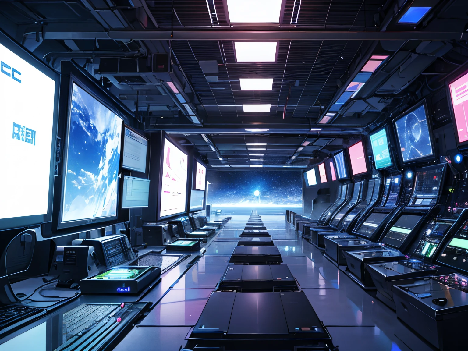 (masutepiece)(high-detail)An electronic world that feels like science fiction、A space that feels like inside a machine、Virtual space、near future、landscapes