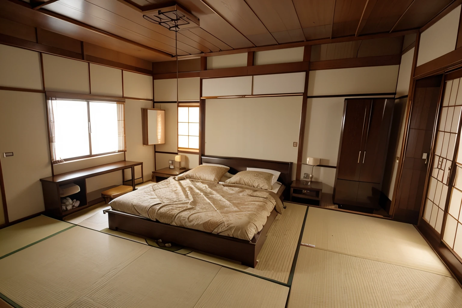 Japanese style bed room with detailed interior decoration drawings