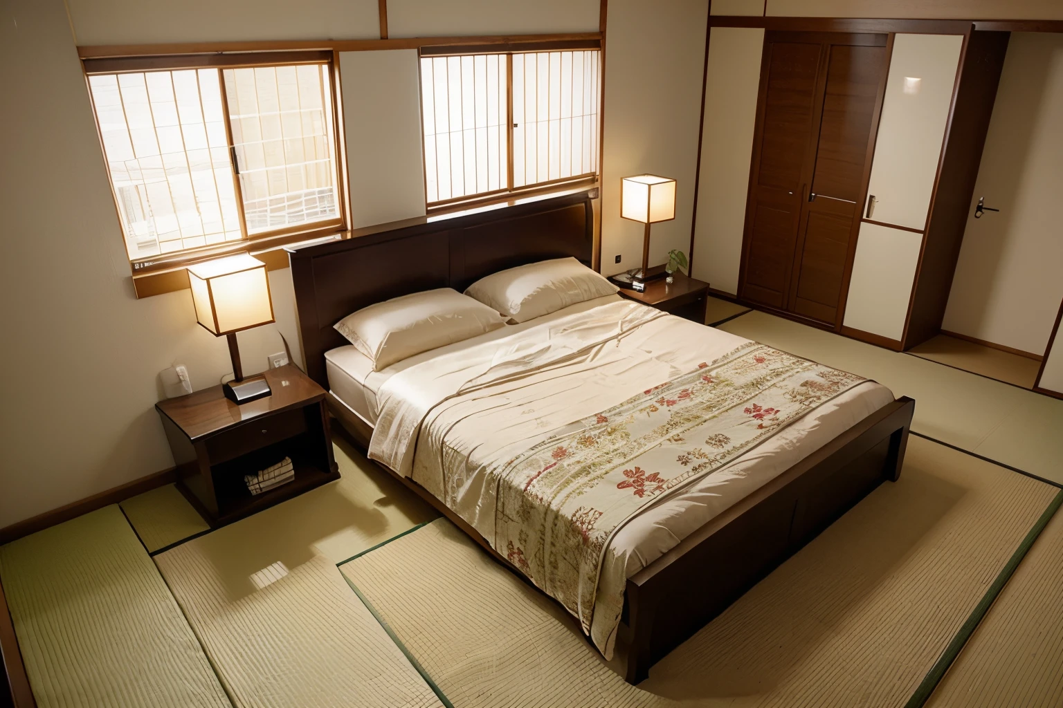 Japanese style bed room with detailed interior decoration drawings