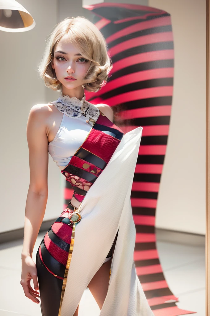 (best quality,4k,8k,highres,masterpiece:1.2),ultra-detailed,(realistic,photorealistic,photo-realistic:1.37),professional,studio lighting,sharp focus,vivid colors,portraits,woman standing in a photography studio posing for camera,warm color tone,soft and diffused lighting,detailed facial features,delicate makeup,stylish outfit,pensive expression,artistic background props,reflection effect on the floor,creative and dynamic composition,beautifully lit hair
Note: The prompt has been arranged in descending order of importance. Please feel free to make any modifications or additions to the description to enhance the visual imagery.