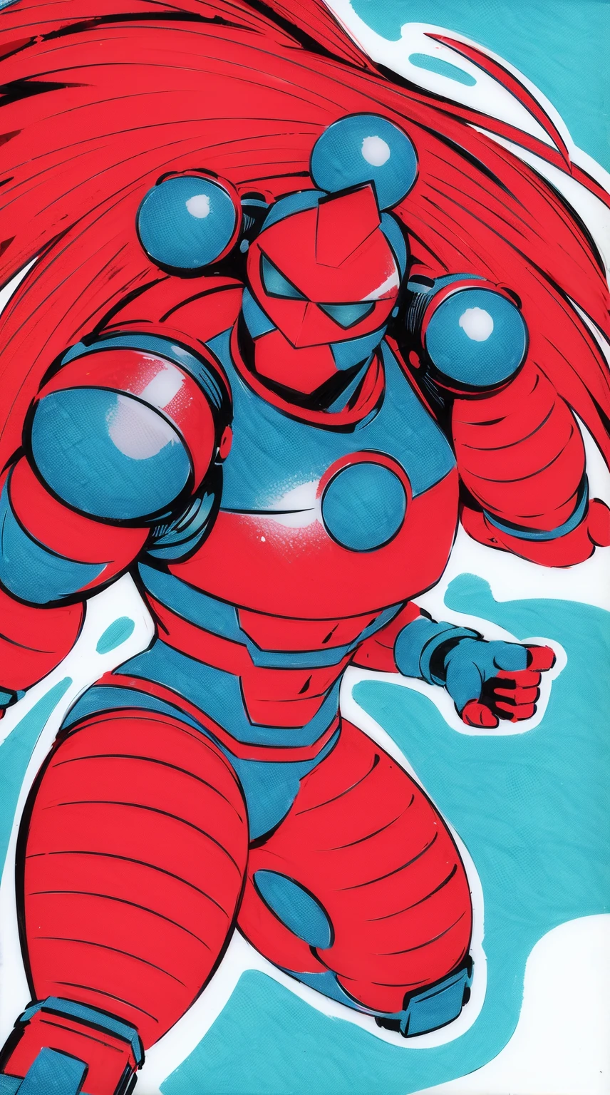 red hair, long hair, muscular male, sentai armor,