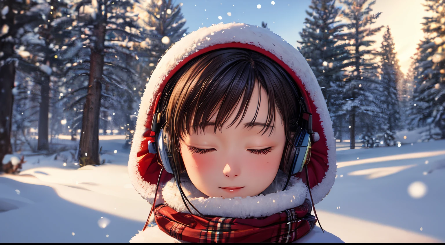 Relaxing Lo-fi Beats | Chill Study Music, Christmas, snowing, Idyllic masterpiece, peaceful nature scene rendered in flawless 4K realism