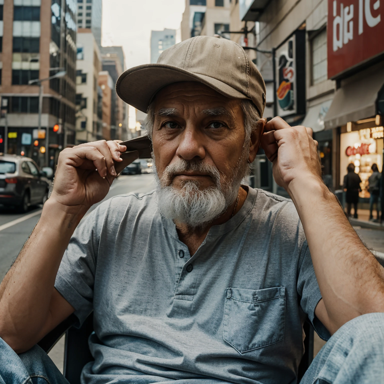 Moder City, old man siting