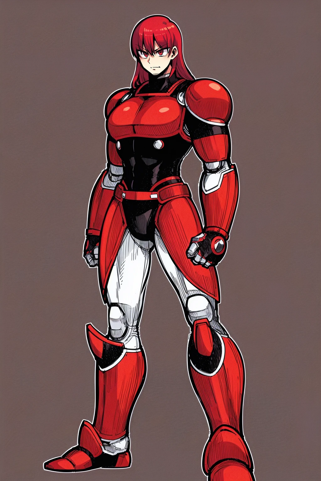 ,, red hair,sentai armor, superhero, metal hero, standing, solo focus, living hair, long hair,mature male,flatchest