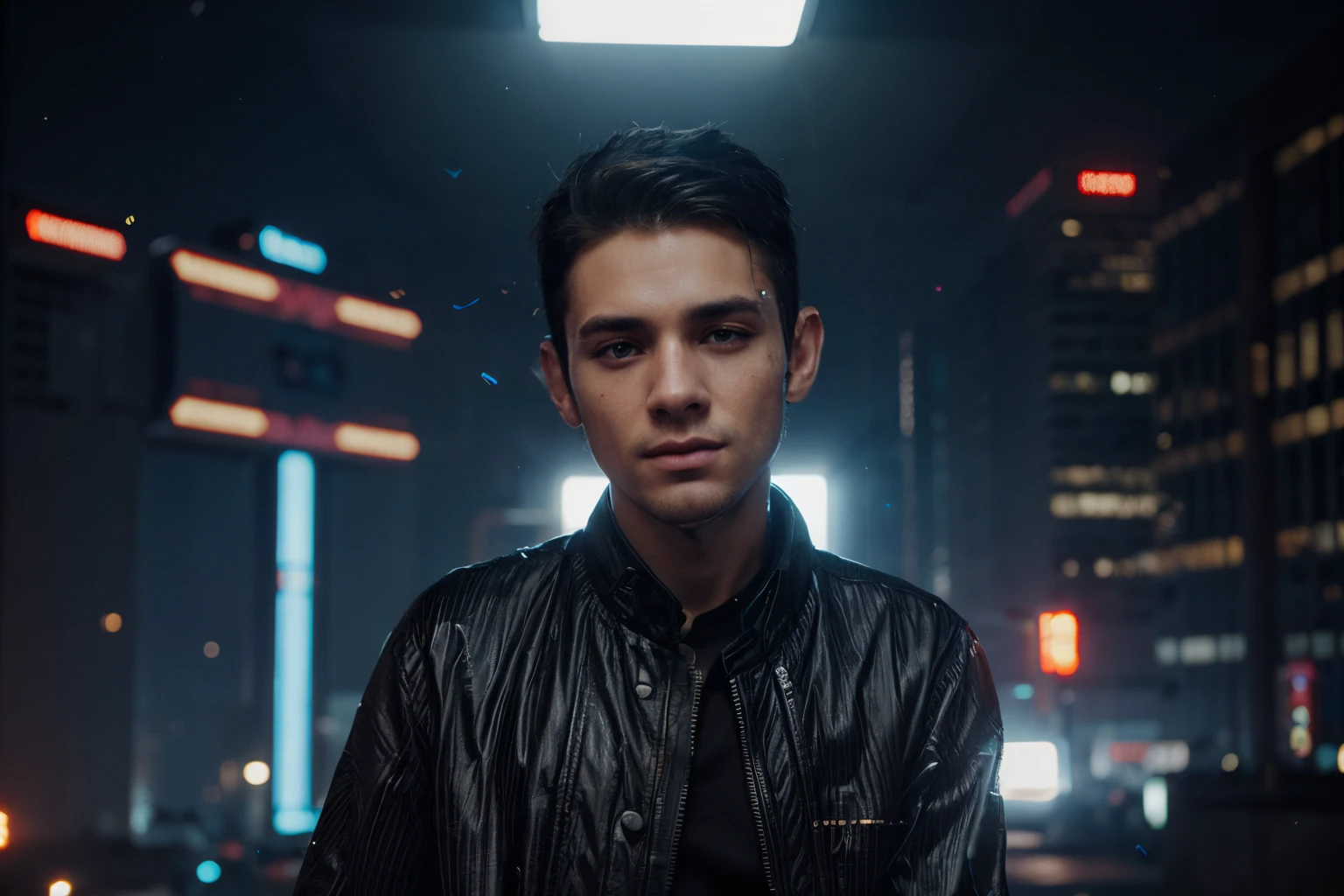 Change background cyberpunk handsome boy, realistic face, 8k , ultra realistic