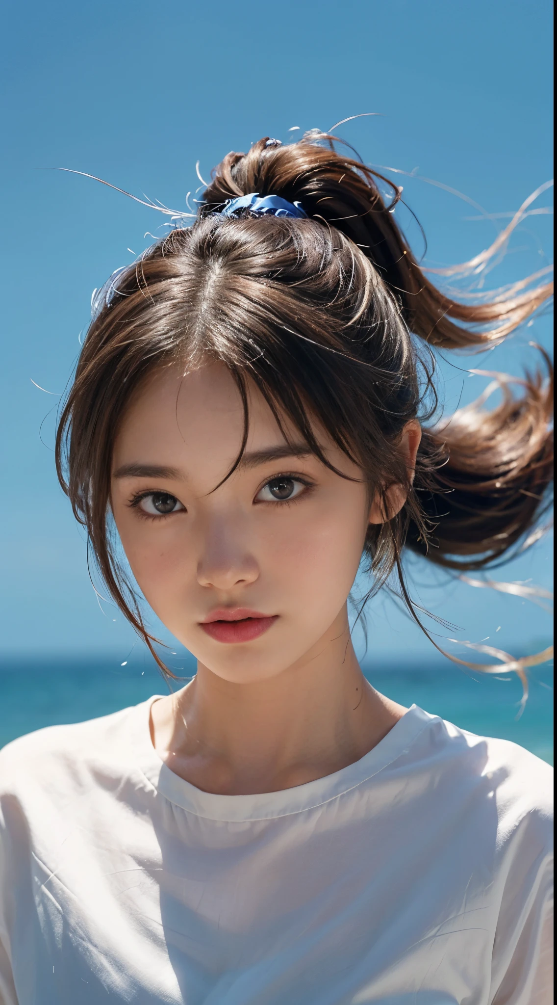 (masterpiece), (best quality), (ultra detailed),(disheveled hair),(illustration), (1girl), (Fashionable clothing), standing, Fashion model, looking at viewer, (interview), (simple background),beautiful detailed eyes, delicate beautiful face, Floating,(high saturation),(colorful splashes),colorful bubble,(shining), focus on face, ponytail, kamisato ayaka, light blue hair, bangs, hair ring, floating flowers, floating hairs, (shining), best lighting, best shadow,