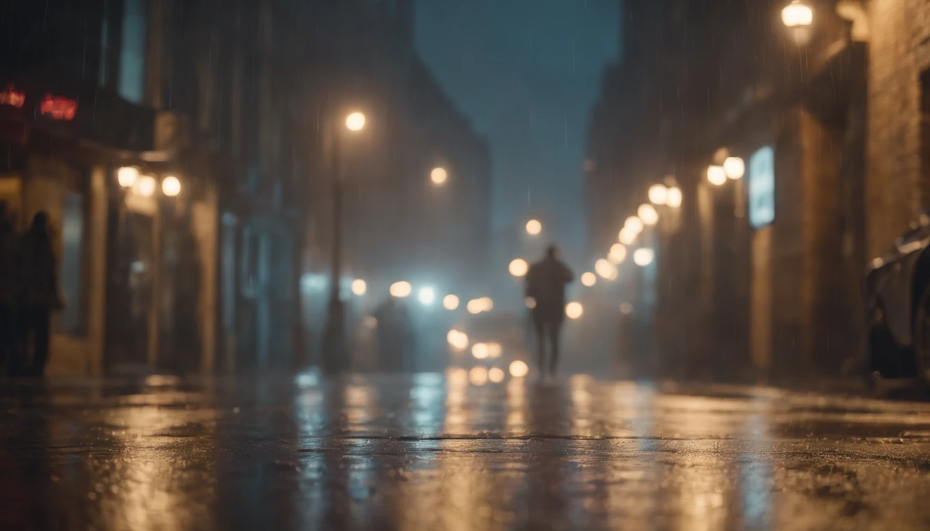 street, rain, one point perspective, many lights, night, cyberpunk, high resolution, hd, 8K