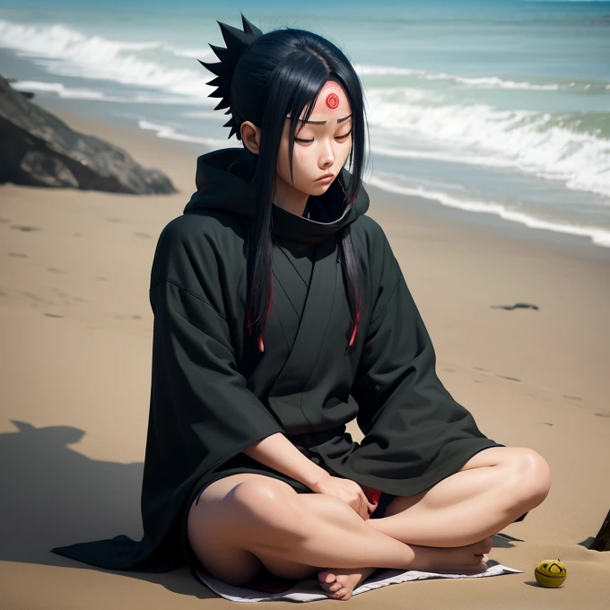 Naruto doing meditation at the beach in goa
