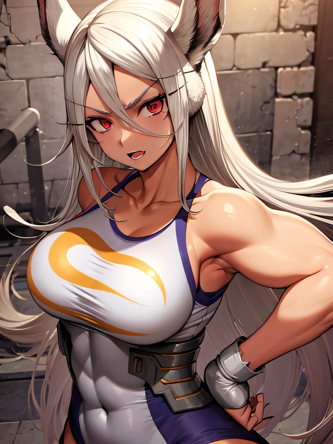 personaje de anime con un culo muy grande, Personaje del juego de lucha, Pose de lucha, Pose ruda, most strongest pose, Pose de lucha, chica musculosa, Chica en forma, Tifa Lockhart con pelo blanco, Thicc, Chica perfecta de pelo blanco, commission for high resolution, femenino y musculoso, seductora chica de anime, Anime woman, Chica con el pelo plateado