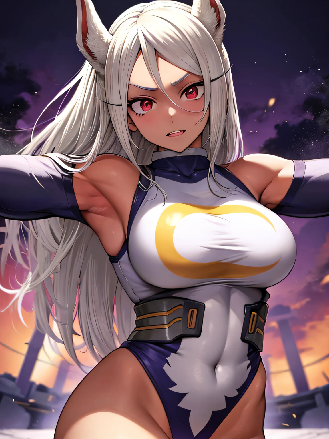 personaje de anime con un culo muy grande, Personaje del juego de lucha, Pose de lucha, Pose ruda, most strongest pose, Pose de lucha, chica musculosa, Chica en forma, Tifa Lockhart con pelo blanco, Thicc, Chica perfecta de pelo blanco, commission for high resolution, femenino y musculoso, seductora chica de anime, Anime woman, Chica con el pelo plateado