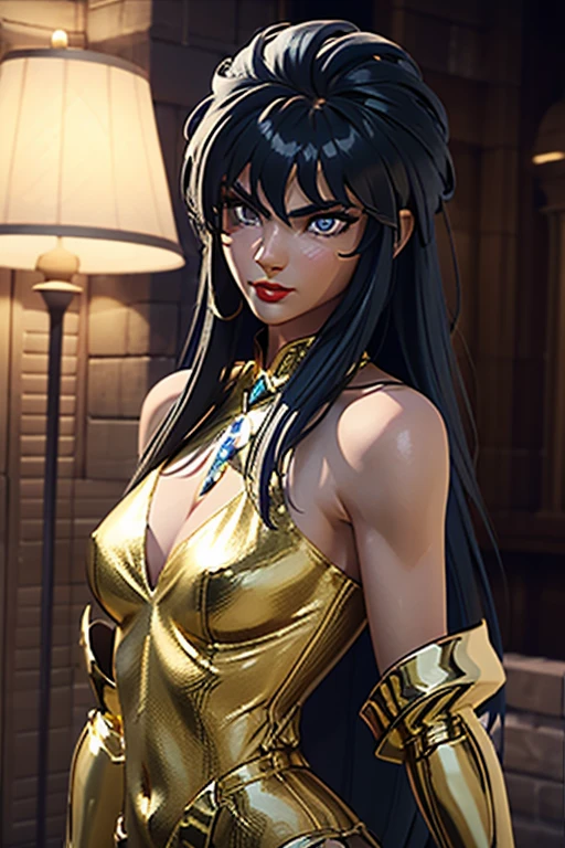beautiful woman, egyptian queen, detailed red eyes, dark red straight hair, muscular abs, sexy dancer outfit, best quality, 8k, ultra-detailed, photorealistic, intricate, elegant, dramatic lighting, cinematic, moody colors, dark and bold