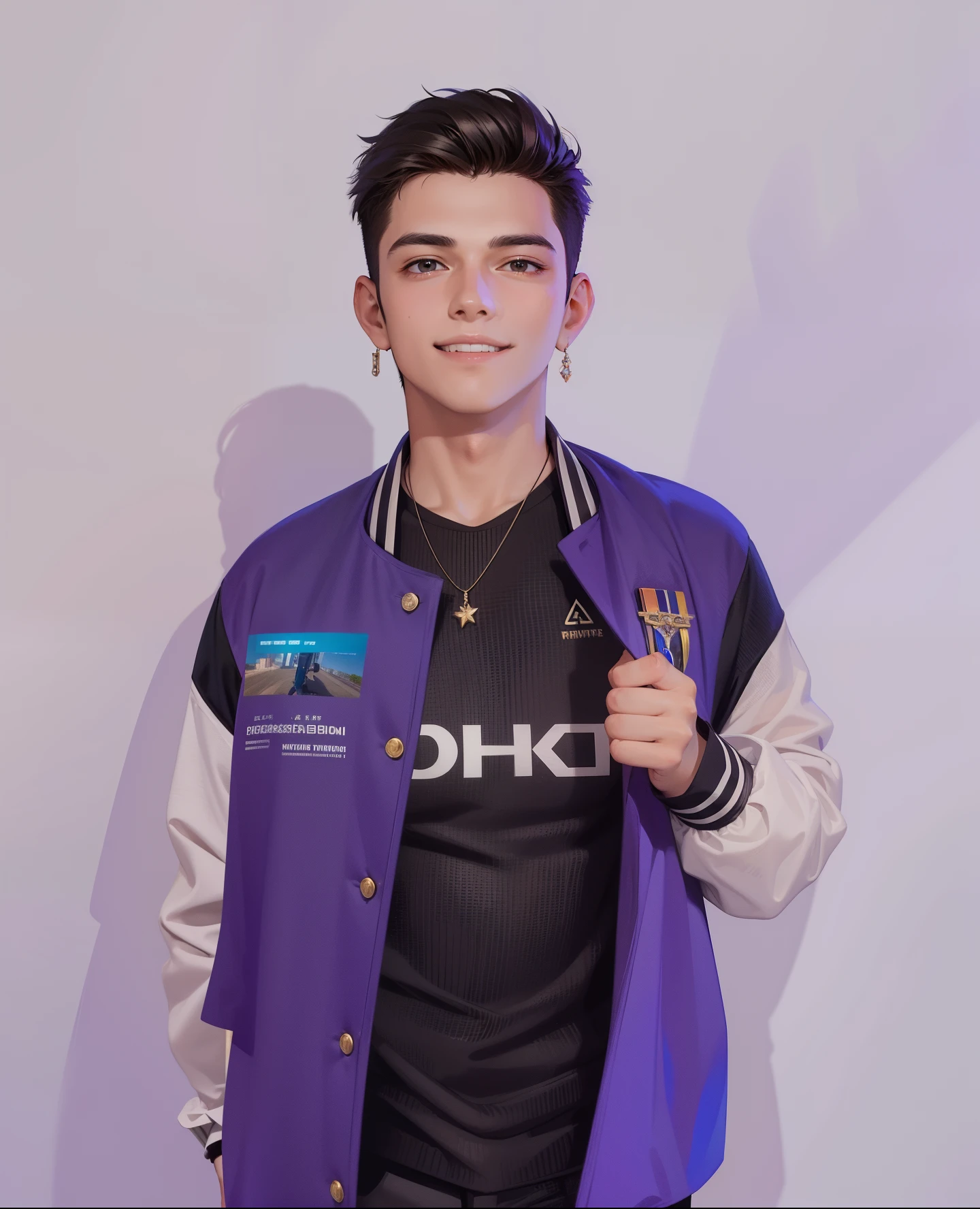 Attractive profile picture, masterpiece, ultra-precise rendering, beautiful and cool young man, wearing a business suit, trustworthy, dependable young man, savior of the world, simple design, most beautiful image, 4K, smile
