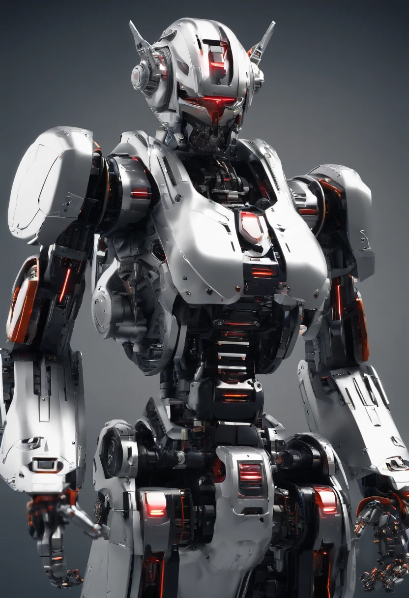 Super Robot , Science fiction, Front view, Sense of technology, C4D, OC Renderer, Unreal Engine, high detailing, industrial design, 8K HD, studio lights, Retro