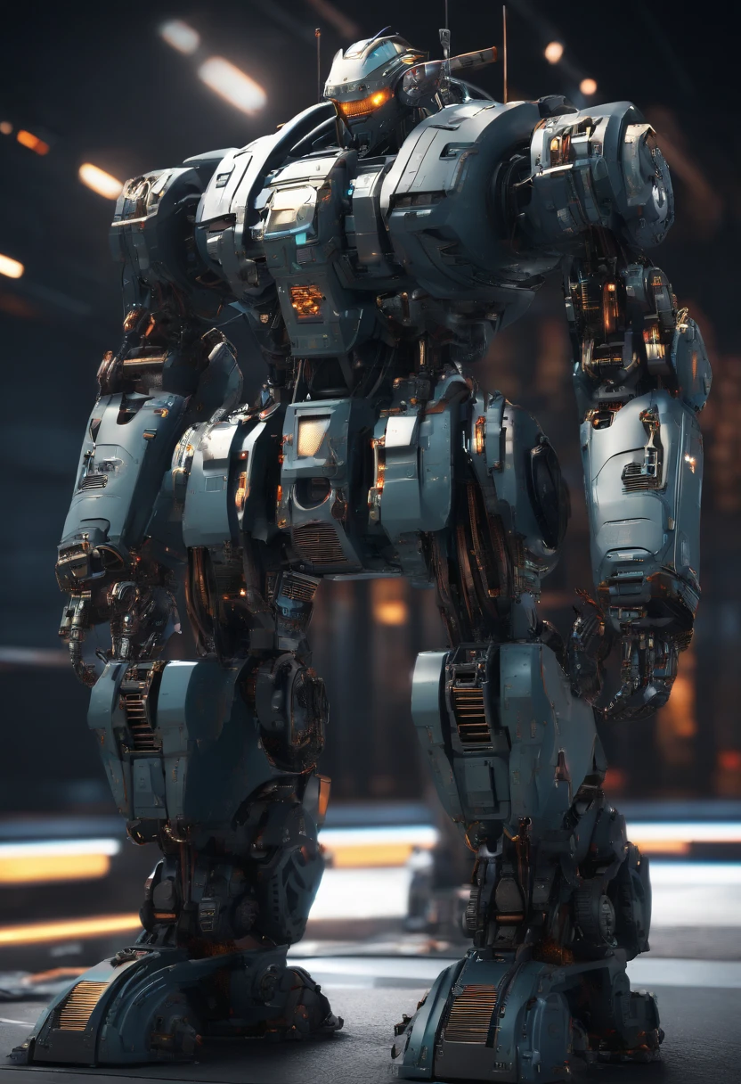 Super Robot , Science fiction, Front view, Sense of technology, C4D, OC Renderer, Unreal Engine, high detailing, industrial design, 8K HD, studio lights, Retro