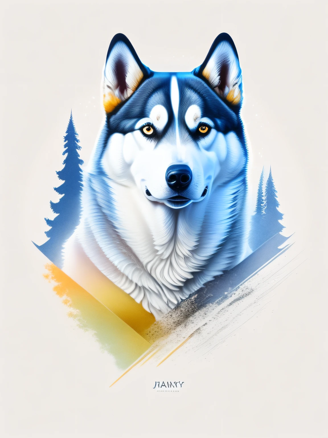 husky, dog, design de camiseta, rzminjourney, arte vetorial, fundo branco