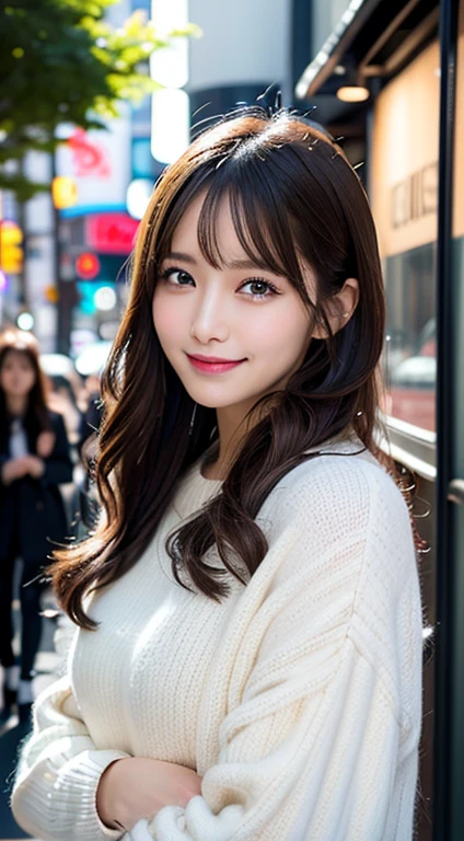 masutepiece, Best Quality, Illustration, Ultra-detailed, Full body、finely detail, hight resolution, 8K Wallpaper, Perfect dynamic composition, Beautiful detailed eyes, Women's Fashion Winter,Bob Hair, Natural Color Lip, Bold sexy poses,Smile,Harajuku、younggirl、Cute、Sexy shot looking at camera、cafes