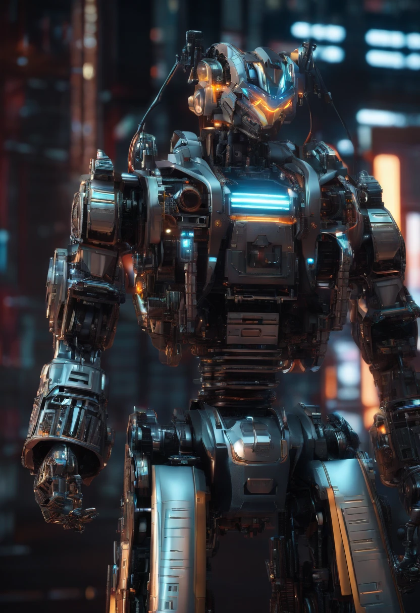 Super Robot , Science fiction, Front view, Sense of technology, C4D, OC Renderer, Unreal Engine, high detailing, industrial design, 8K HD, studio lights, Stylish form with a retro feel、