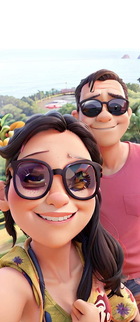 There are two people who are together on the grass, vacation photo, imagem de perfil, foto do snapchat, during sunset, wearing red tainted glasses, momma and papa, album photo, imagem do avatar, no parque em um belo dia, Fotografia selfie 8k, foto selfie, em frente a um fundo de floresta, with sun glasses, selfie shot straight on angle