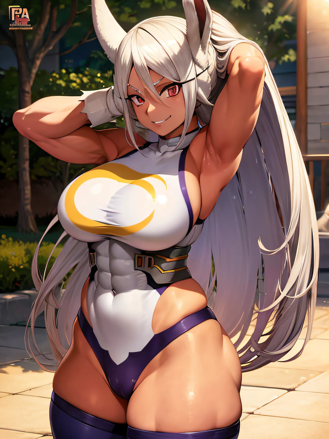 personaje de anime con un culo muy grande, Personaje del juego de lucha, Pose de lucha, Pose ruda, most strongest pose, Pose de lucha, chica musculosa, Chica en forma, Tifa Lockhart con pelo blanco, Thicc, Chica perfecta de pelo blanco, commission for high resolution, femenino y musculoso, seductora chica de anime, Anime woman, Chica con el pelo plateado, armpits, smile, desnudo, breasts, muscular, muscle, abs,