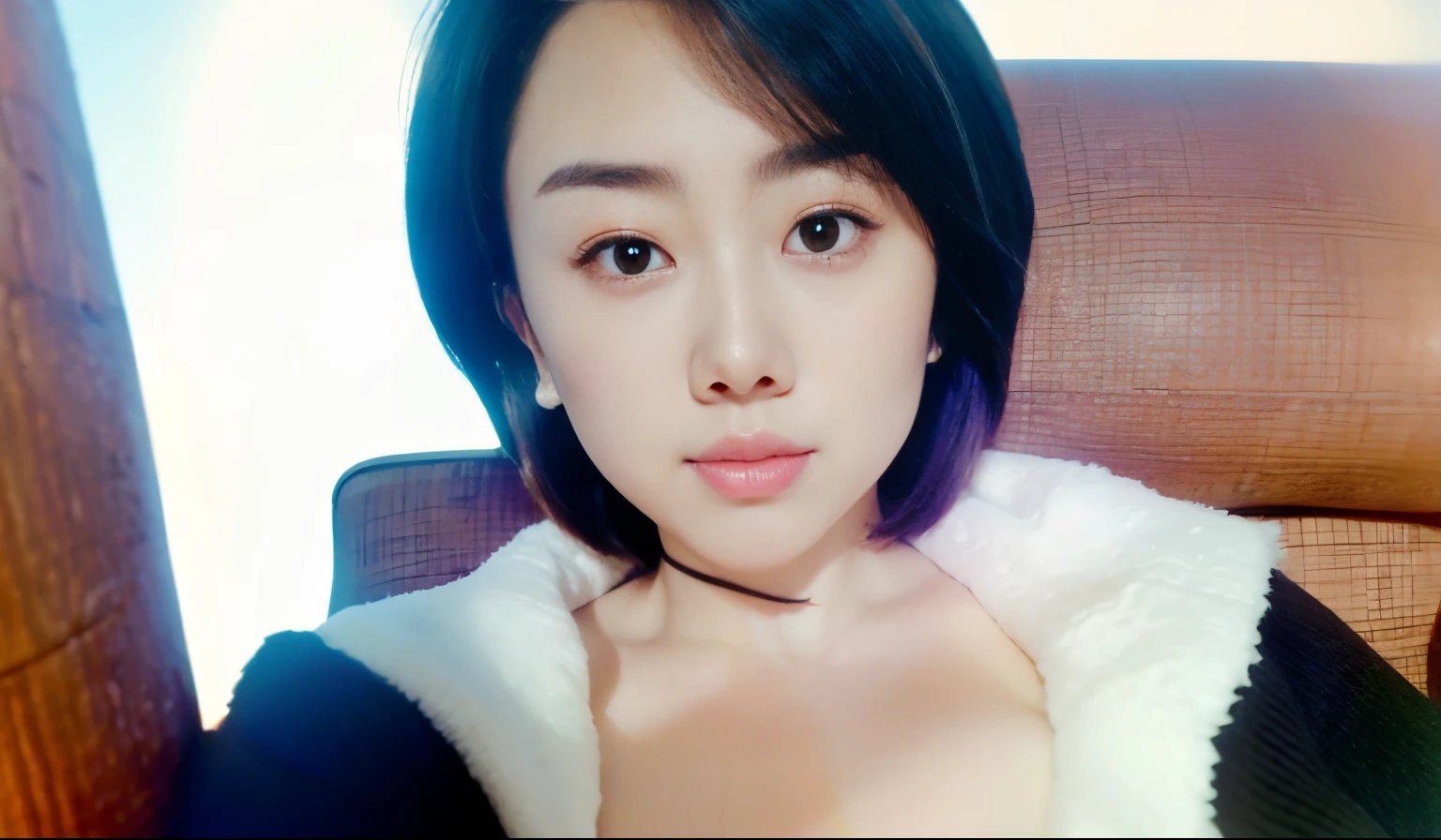 ((Best quality, 8K, tmasterpiece:1.3)), focal:1.2, Beautiful woman with perfect figure:1.2, ((Cut your hair into layers:1.2)), , (Upper part of the body:1.3), Bandeau Dress:1.1, Highly Detailed Face and Skin Textur, A detailed eye, 二重まぶた,Whitening Skin,ssmile,The background is blurred out,big beatiful eyes