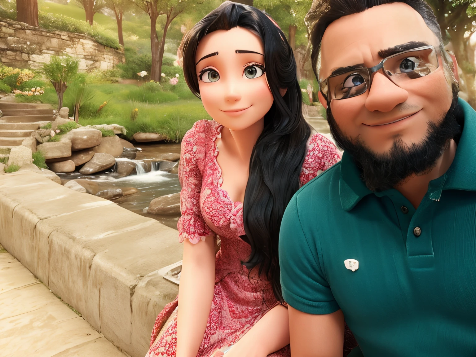 3D photo , lovely couple , beautifully