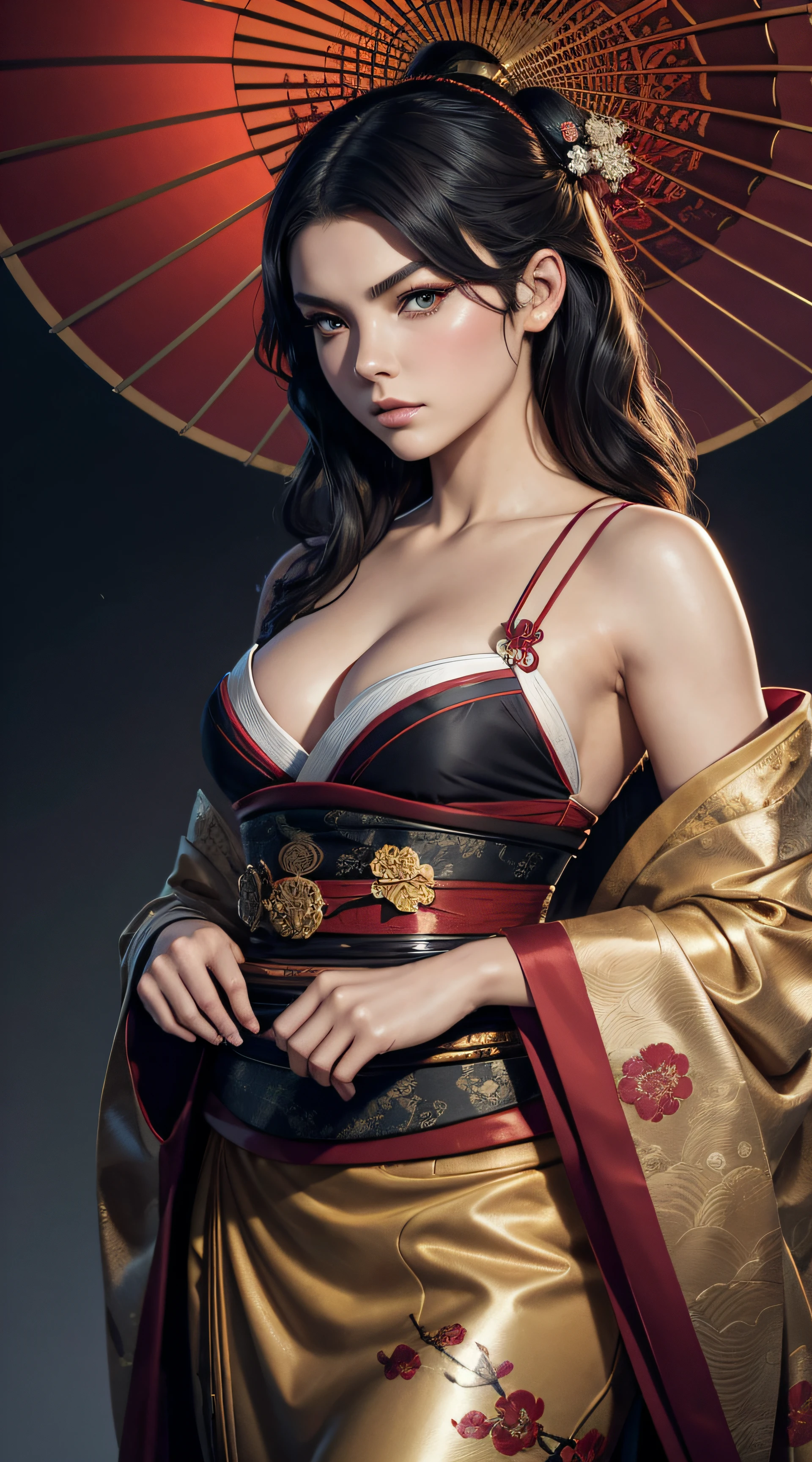 Camren Bicondova, geisha sexy clothes, stand against the backdrop of tokyo, character portrait, 5 9 9 0 s, long hair, intricate, elegant, highly detailed, digital painting, artstation, concept art, smooth, sharp focus, illustration, art by wlop, charlie bowater and alexandra fomina
