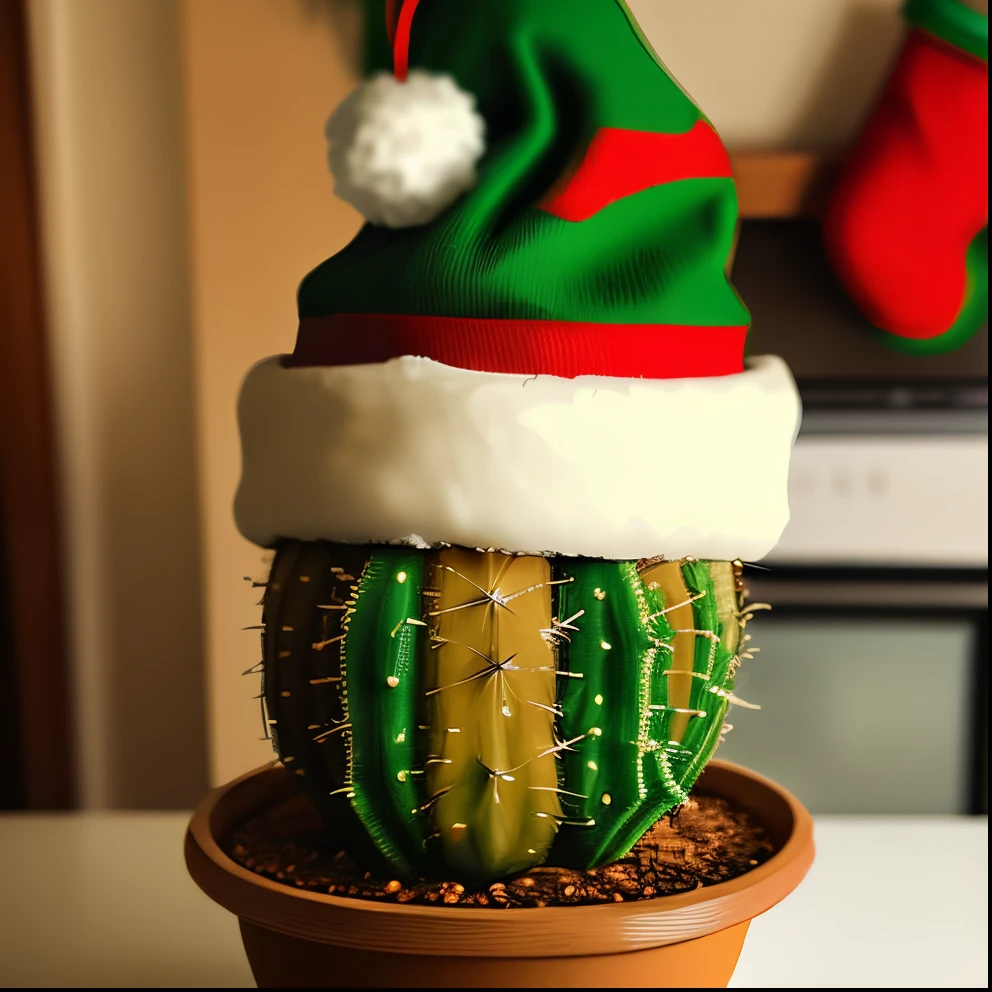 Cactus with Christmas hat