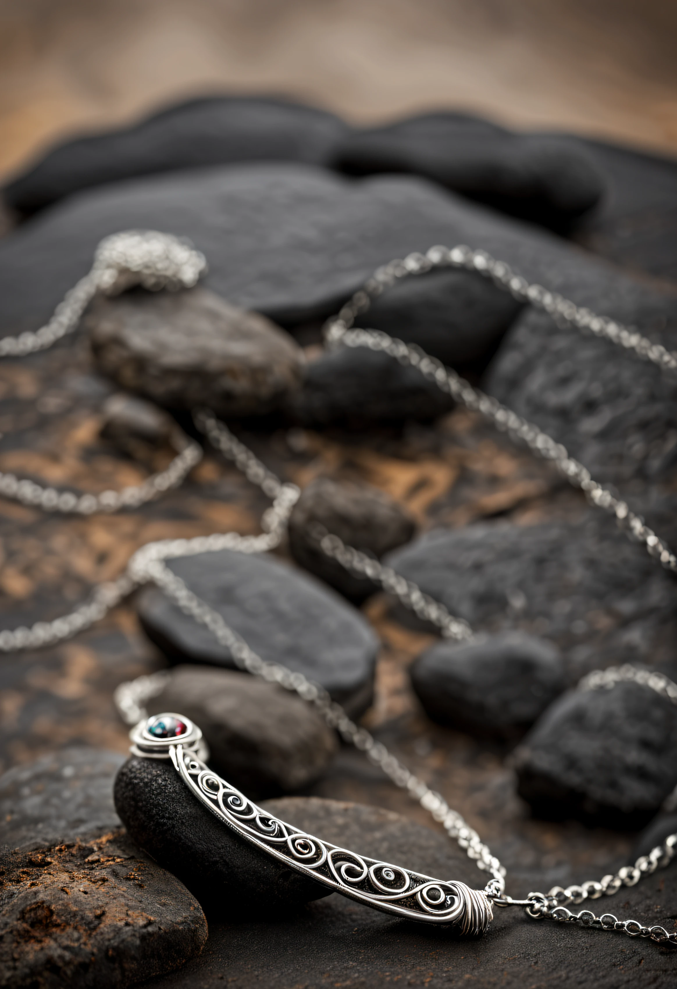Necklace in a volcanic rock