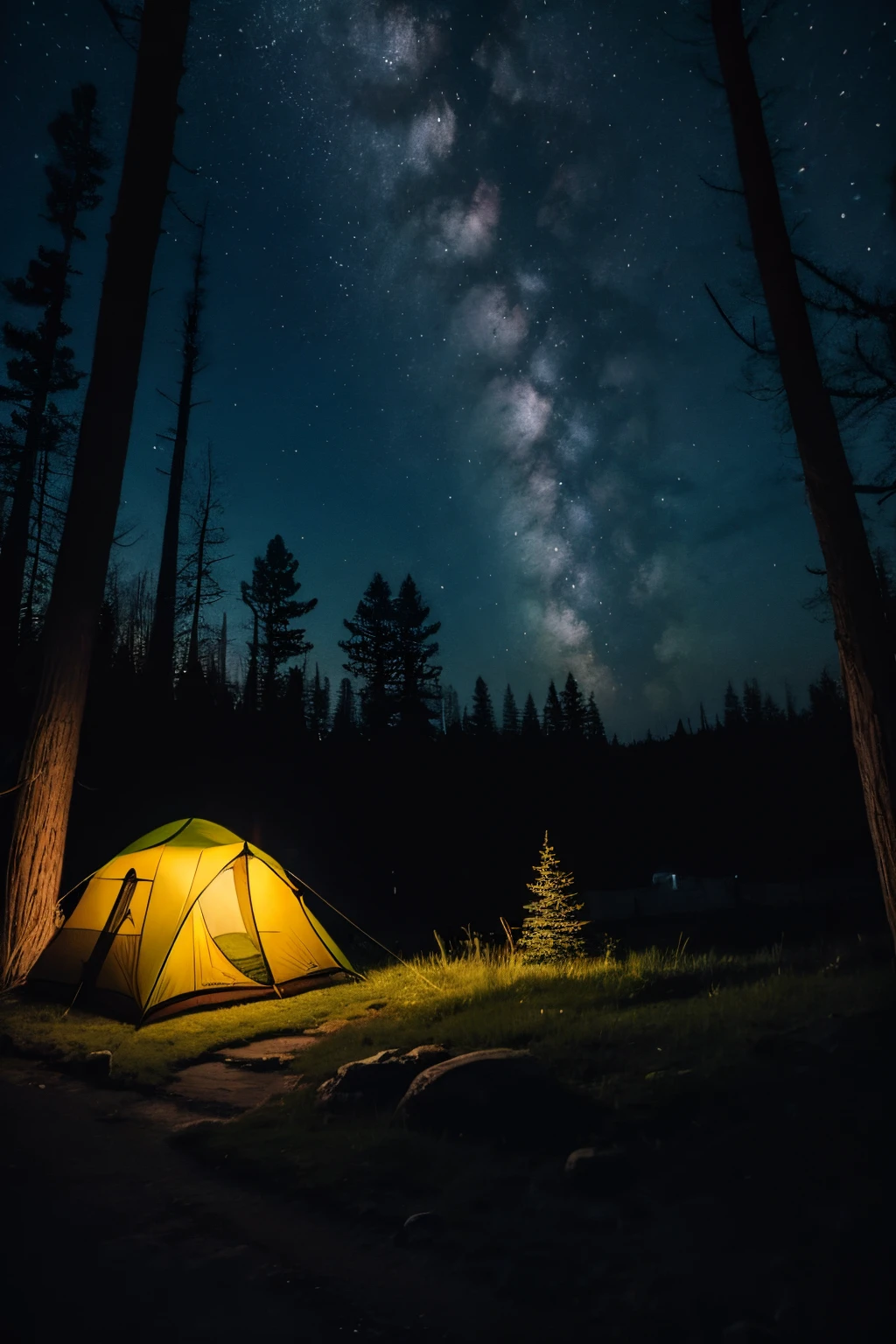 camping tent、
spooky forest、