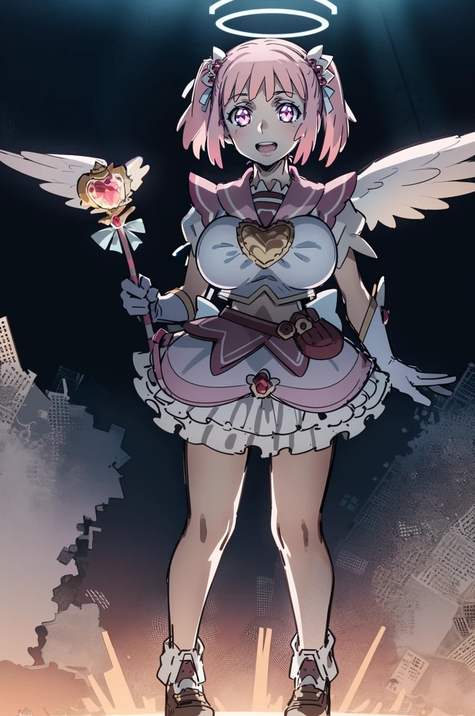 masterpiece, best quality, indoors, mamikafairy, 1girl, solo, looking at viewer,, hand arms full body,boots, standing,cute,breast, curvy, female,fantasy goddess,there is a cartoon picture of a woman with a very large breast, glowing divine being, glowing holy aura, inspired by Luma Rouge, the non-binary deity of spring, ethereal rainbow nimbus, the aura goddess of fire, inspired by Mariel, glowing aura around her, astral aura, as the goddess of the sun, “uwu the prismatic person, big breast, serious, beautiful eyes, , full body, walking, long robe, long dress, ,priestess ,holy, smile, god rays, ray tracing, sparkle, cinematic lighting, UHD, retina, masterpiece, ccurate, anatomically correct, textured skin, super detail, high details, high quality, award winning, best quality, highres, 1080P, HD, 4K, thunder aura, light aura,full, snak staff,closed mouth, huge breast, curvy, bimbo,standing, happy, smiling,smile, open mouth ,holy, , god rays, ray tracing, sparkle, cinematic lighting, UHD, retina, masterpiece, ccurate, anatomically correct, textured skin, super detail, high details, high quality, award winning, best quality, highres, 1080P, HD, 4K, thunder aura, light aura,full, staff holding, determined, long sleevess, long skirt, long skirt,(highest quality,4k,8k,highres,masterpiece:1.2),ultra-detailed,(r1.37),holy magical girl,holy aura,halo,sacred light,shimmering radiance,mystical energy,heavenly glow,supernatural beauty,golden and silver tones,ethereal atmosphere,divine power,miraculous transformation,s,female protagonist,enchanted wand,magical sparkles,majestic crown,sparkling eyes and lips,sacred symbols,spiritual energy,celestial energy,serene expression,glowing path,holy garden of flowers,luminous patterns,peaceful surroundings,dreamy ambiance,healing light,the power of love,celestial music,surreal scenery,magical crystals,transcendent colors,dancing lights,heavenly beings,imaginative composition,legendary adventures,supernatural companions,refsheet