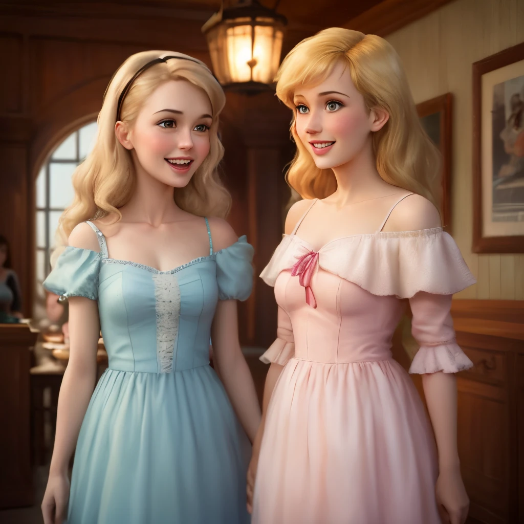 pixar disney animation of two girls one blond and an other brunette