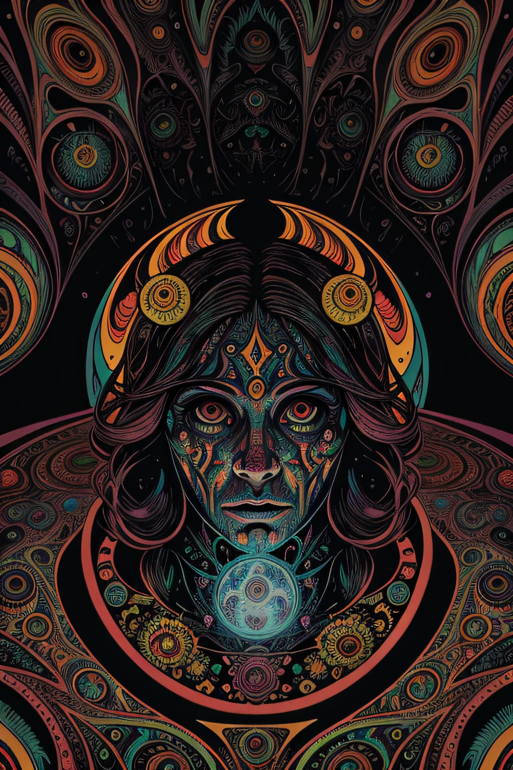a series of psychedelic art paintings of people and planets, psychedelic cosmic horror, psychedelic illustration, otherworldly visuals, shamanic horror lsd art, psychedelic artwork, psychedelic art style, dan mumford and alex grey style, cosmic horror illustration, retro psychedelic illustration, cosmic horror style, psychedelic surreal art, style of stanley donwood, surreal psychedelic design, by Joe Mangrum