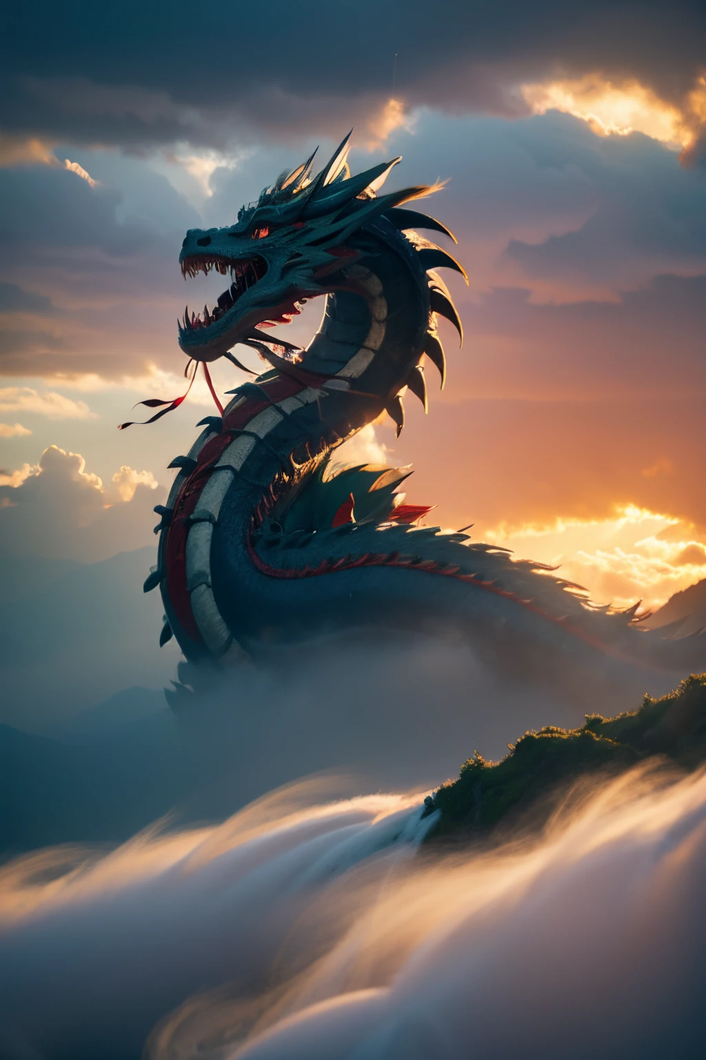 Chinese dragon in auspicious clouds