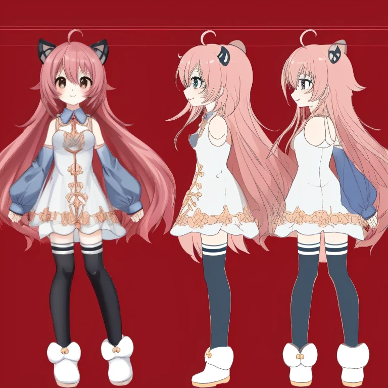 (masutepiece, Best Quality), Chara Sheet,Design drawings,,Ahoge,cute little,Lori,small tits,Genki,Full body,high-level image quality,Vtuber,Seen from the side,closes mouth,A smile,Keep it simple, No pause,frontage,angelicales