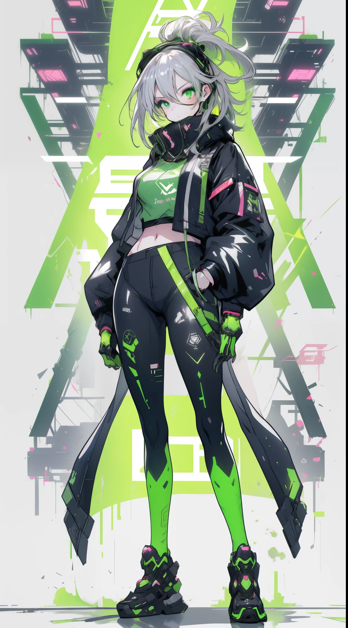 anime girl with green eyes and a green blindfold, anime style. 8k, artwork in the style of guweiz, anime style 4 k, anime vibes, digital cyberpunk - anime art, digital cyberpunk anime art, cyborg - girl with silver hair, stunning anime face portrait, guweiz on artstation pixiv, digital anime art, anime wallpaper 4 k