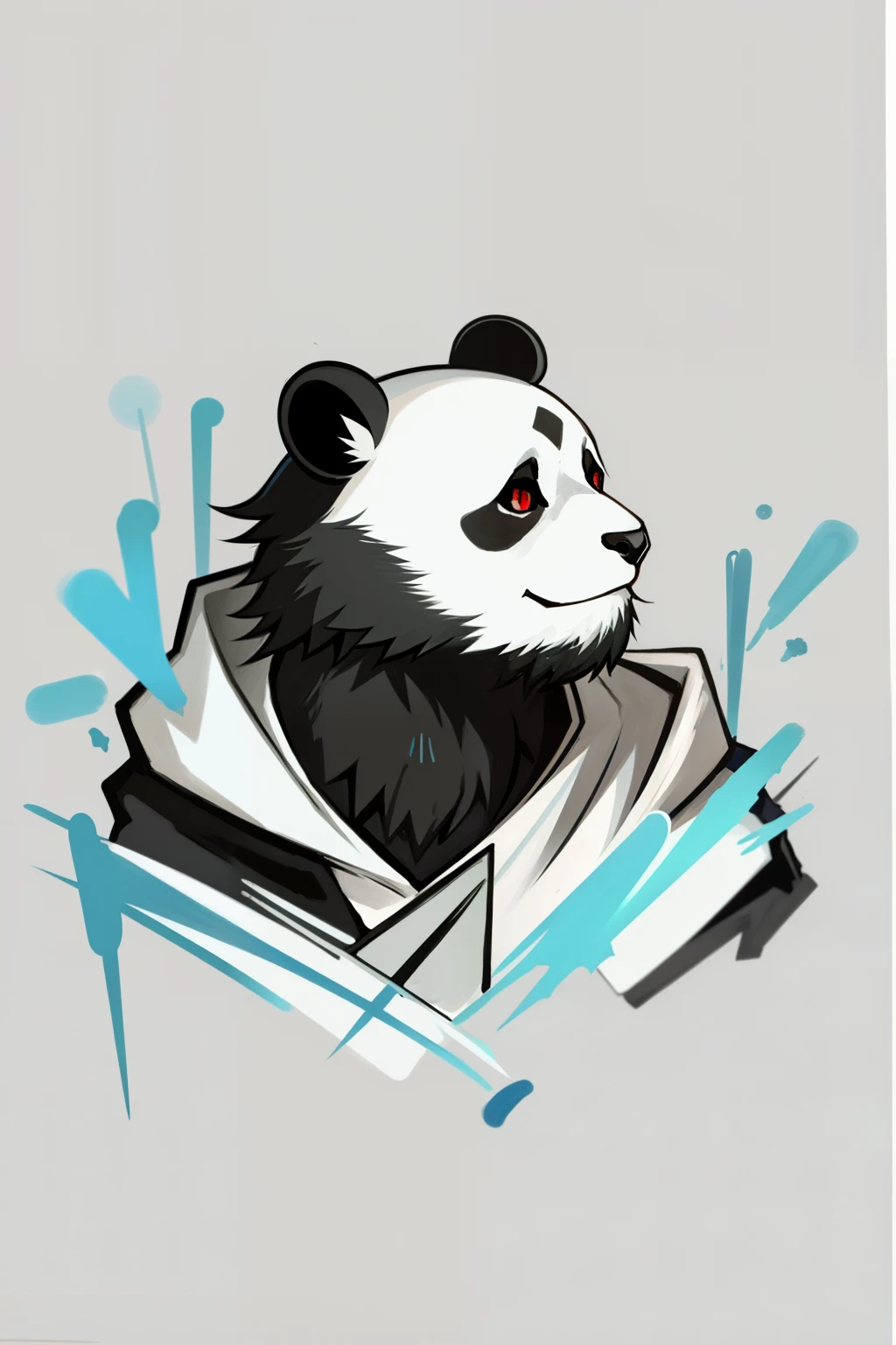 a close up of a panda bear with a beard and a red eyed face, profile picture 1024px, /r/razer, inspired by Puru, avatar for website, simple logo, logo, logo, inspired by Grzegorz Rutkowski, inspired by Pedro Álvarez Castelló, ratz, fursona, by Relja Penezic,hoodie black