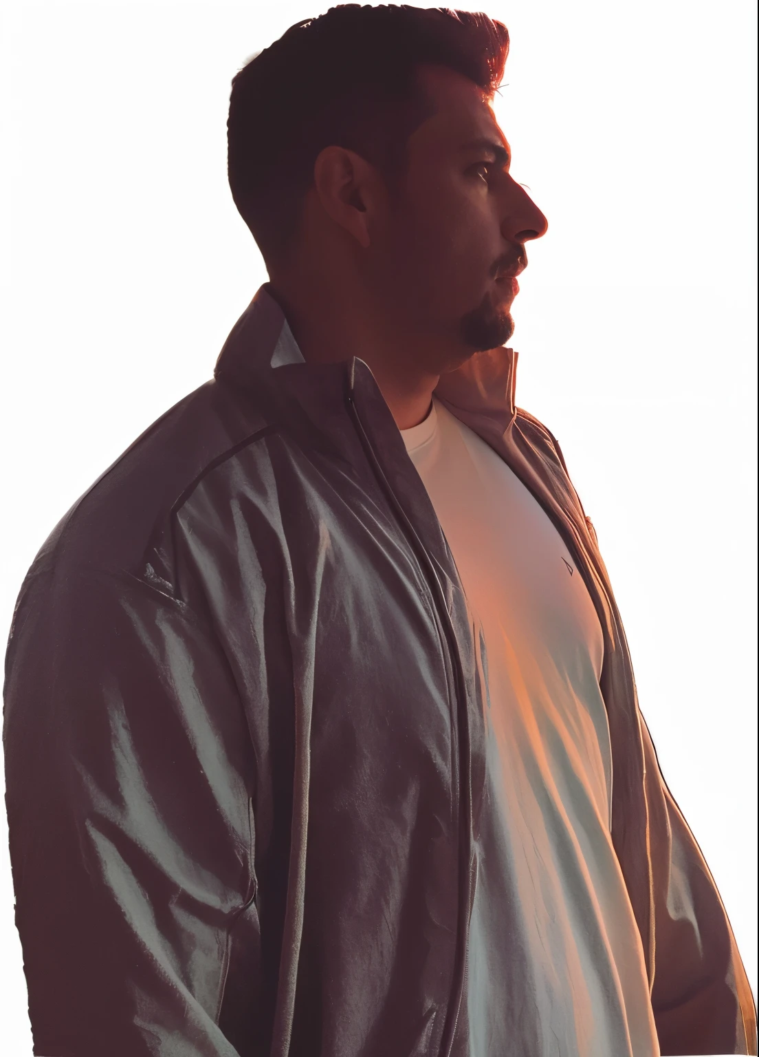 There is a man standing in front of a black background, Foto de perfil, aceso de lado, Foto de um ensaio promocional, standing in a dimly lit room, olhando para a sua esquerda, Dramatic full-body profile, retrato centrado no perfil lateral, Pose de perfil, olhando de lado, imagens de retrato lateral, perfil lateral cenetered retrato, full body profile camera shot