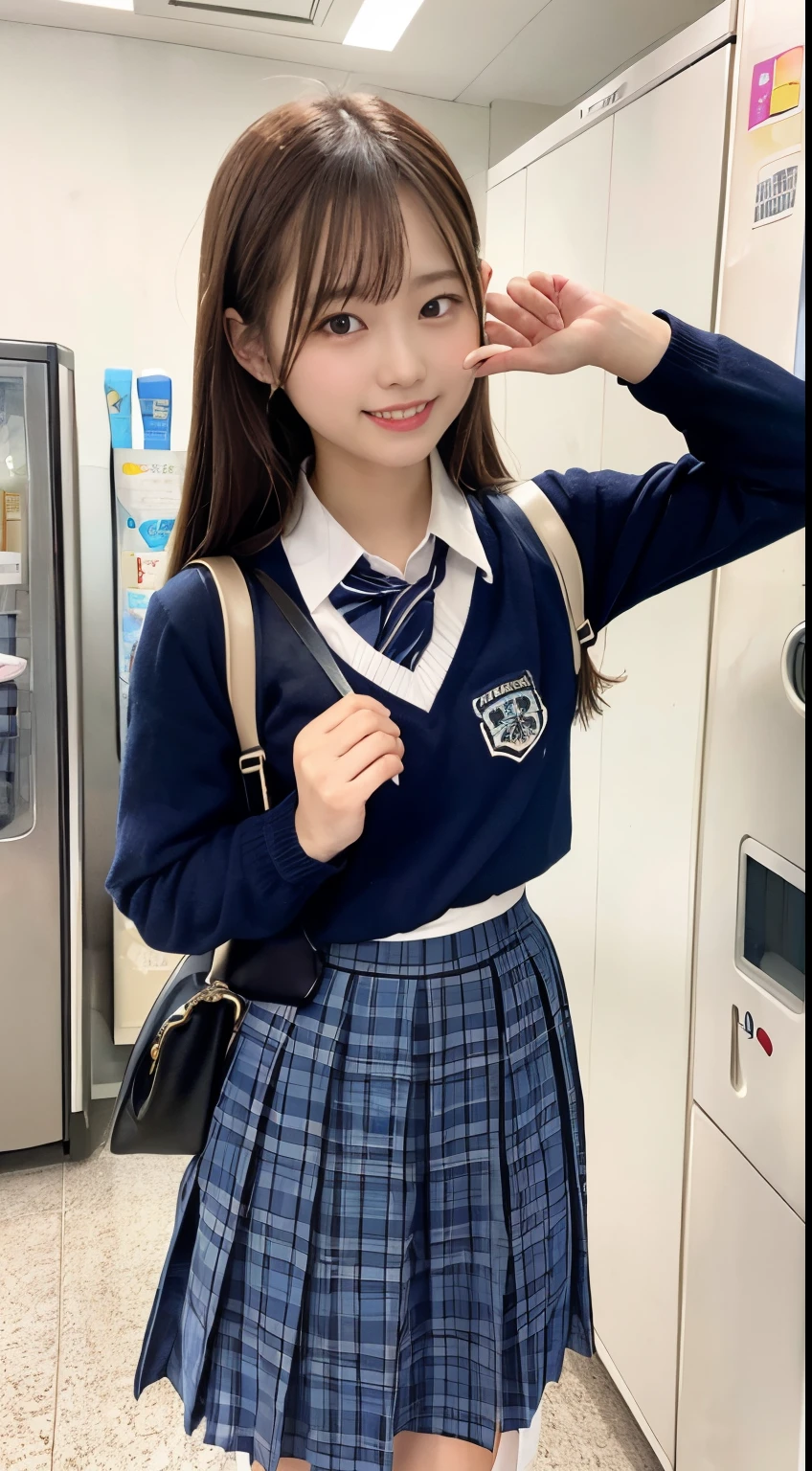 masterpiece, high quality, 4K,
BREAK
Girl (drinking canned juice) in front of (vending machine:1.1), (smile, happy:1.1), (school uniform:1.2), long sleeve,