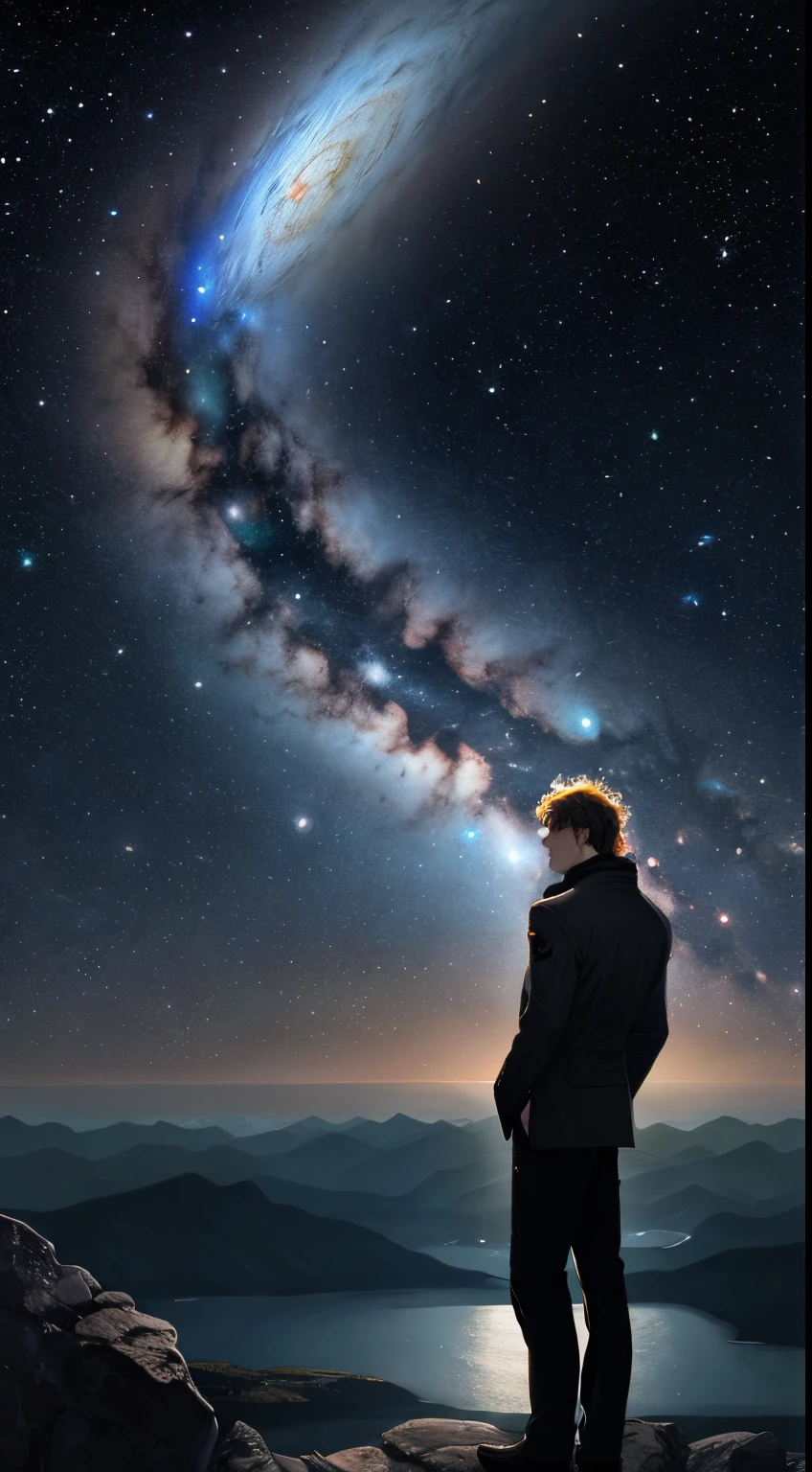 Man at edge of creation of the universe