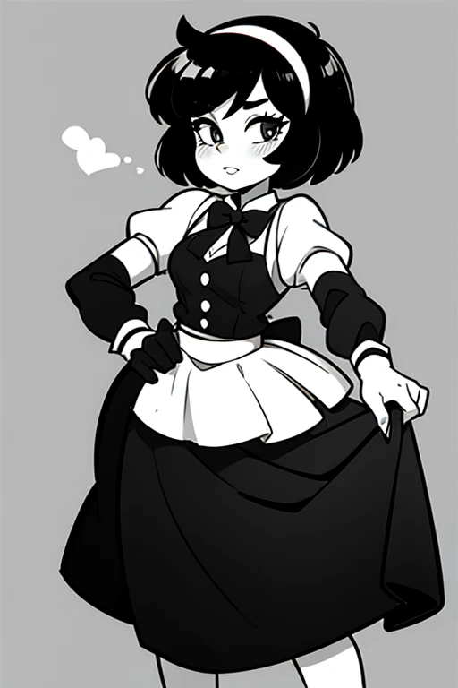Monochrome Female Feliny In 50's Clothes