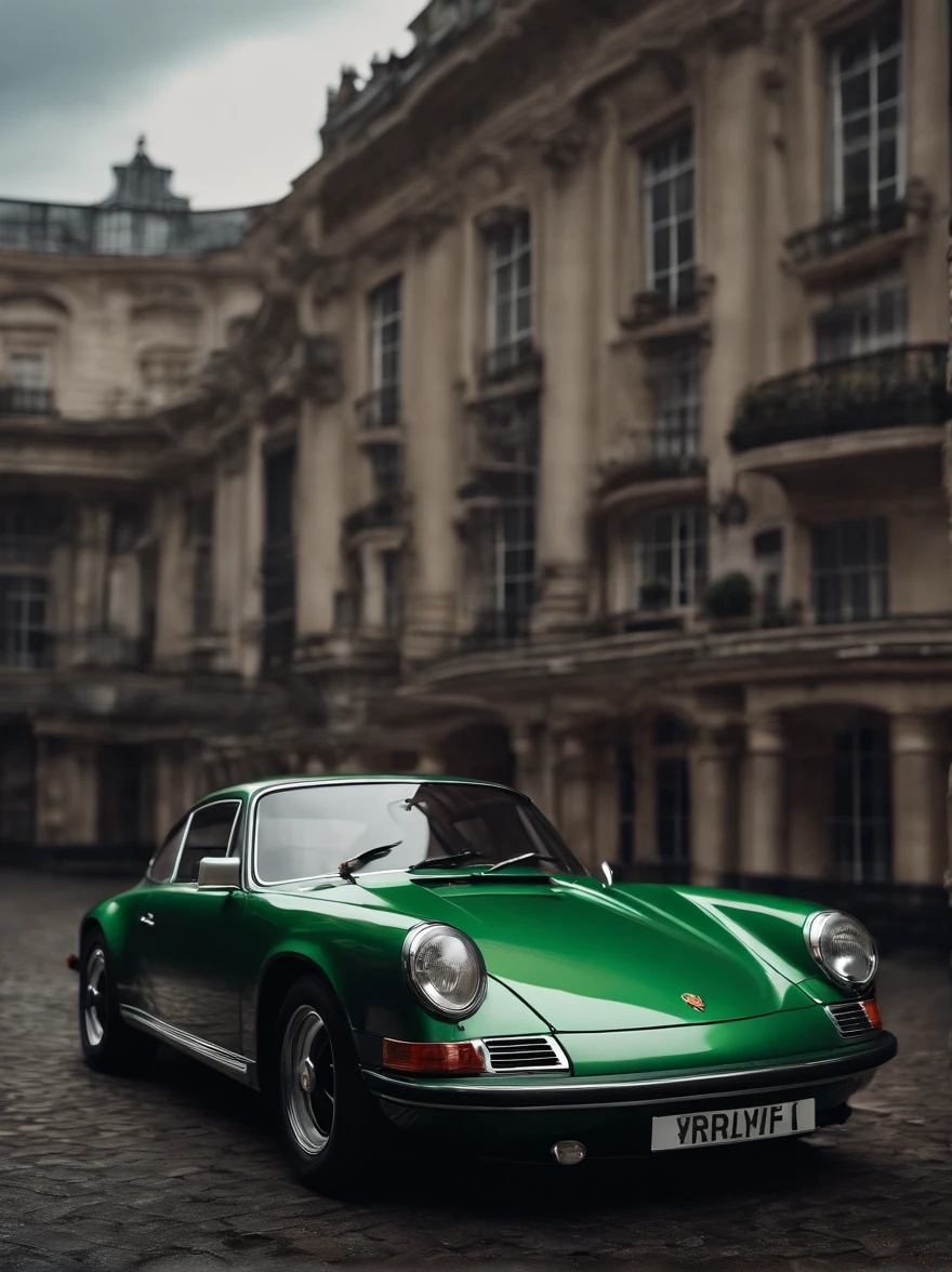 british,green,old,porche,top view,drone shot,close up,(best quality,4k,8k,highres,masterpiece:1.2),ultra-detailed,(realistic,photorealistic,photo-realistic:1.37),vivid colors,HDR,UHD,studio lighting,sharp focus,physically-based rendering,extremely detailed windows and tires,classic design,detailed interior,shiny paintwork,chrome accents,retro atmosphere,artistic angles,urban backdrop,glowing streetlights,iconic British car,powerful presence,luxury vehicle