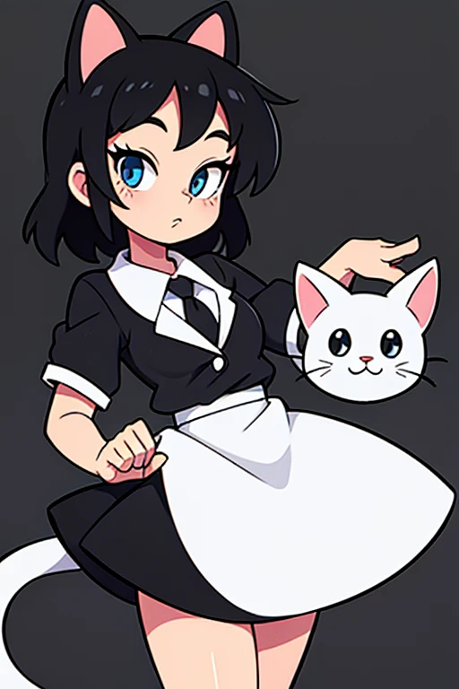 Black and White Kitty with 50's Clothes