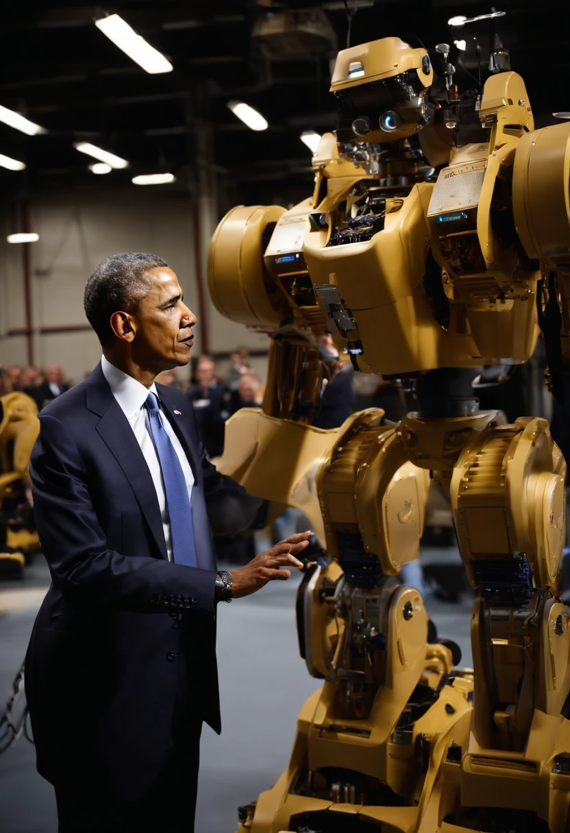 A photo of the president participating in a robotic technology demonstration,original,Barack Obama