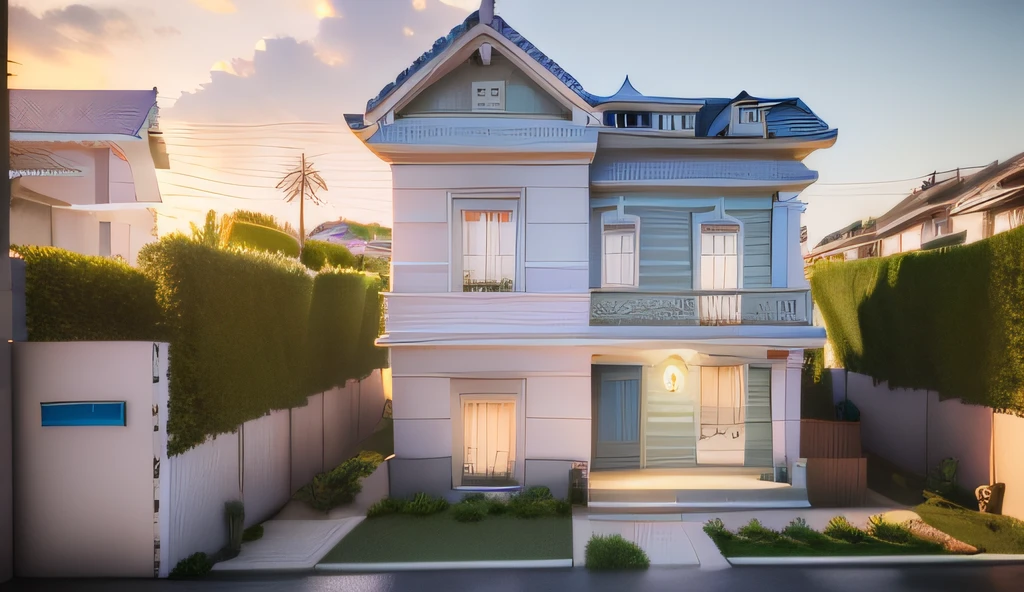 arafed image of a model of a house with a car parked in front of it, frontview, 3 d vray render, villa, front elevation view, vray beautiful, lumion render, inter dimensional villa, vray render, render vray, photorealistic -20, vue 3d render, lumion, lumion rendering, vray