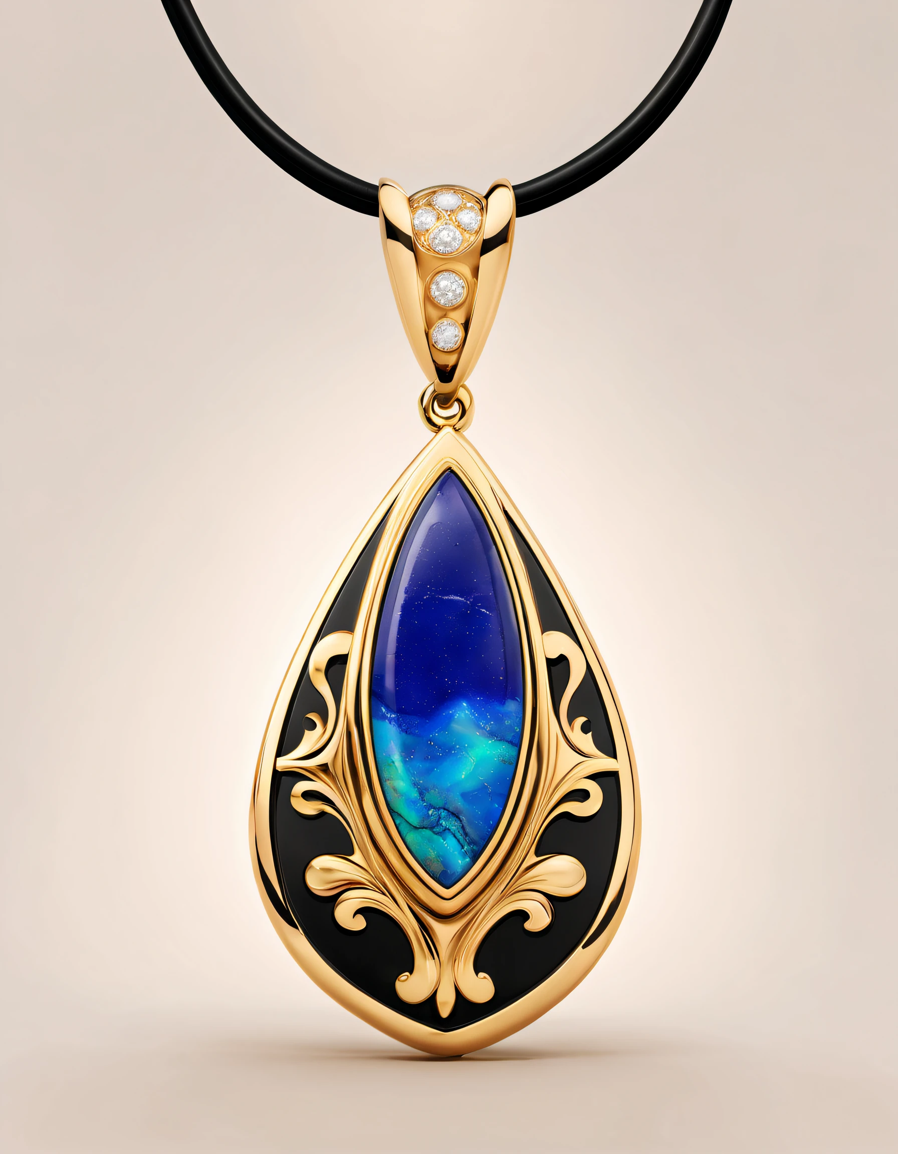 pendant design,Logo design，European and American minimalist style， (pendant design for letter y), （double opal：1.0）, Black gold border, lapis lazuli，turquesa，black shell，Van Cleef & Arpels  ，cartier, 
Background with: The white,The content is very detailed, Best quality at best, tmasterpiece, A high resolution, hyper realisitc, 8K,gentlesoftlighting，